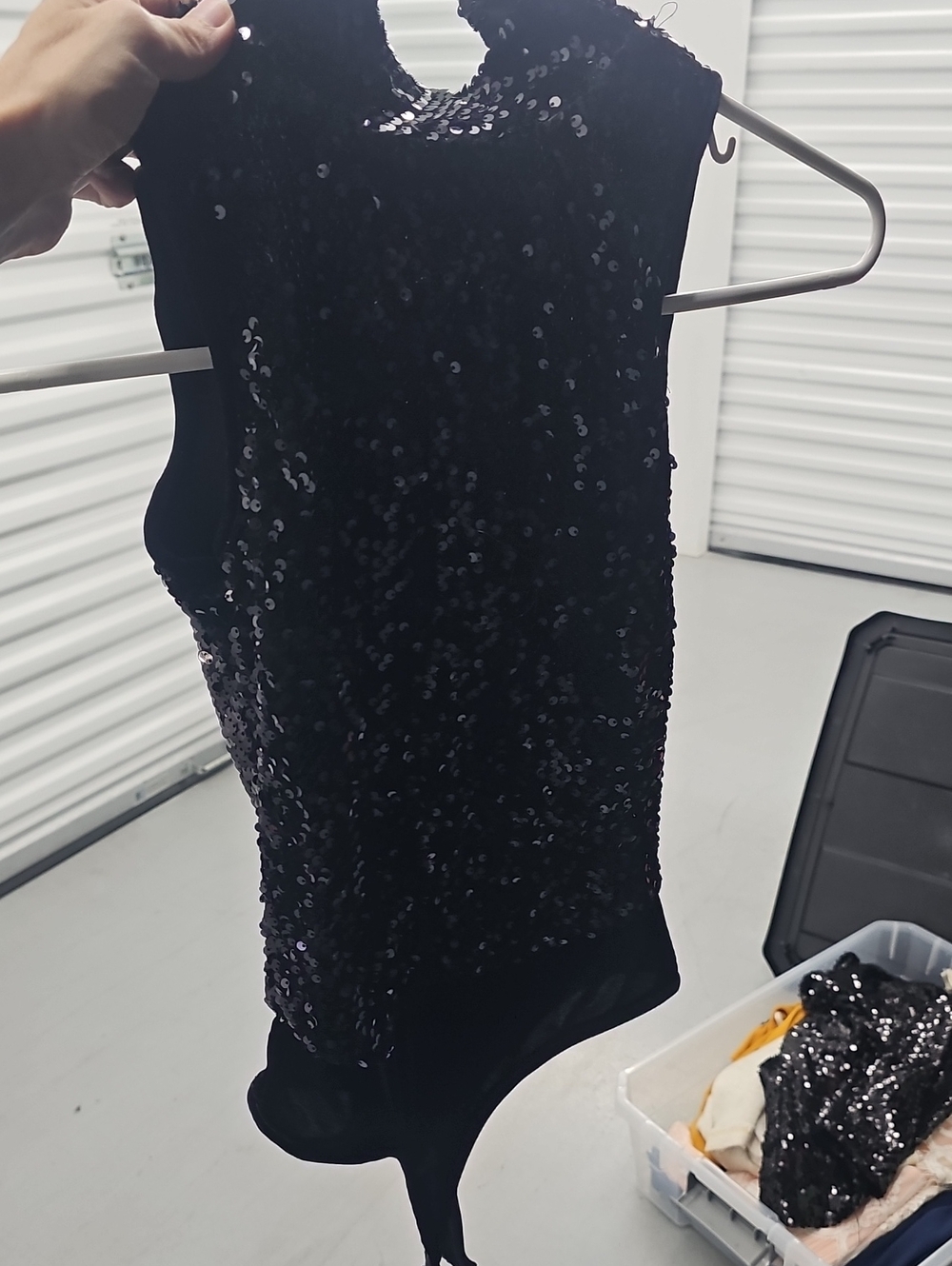 Olivaceous Black Sequin Sleeveless Top
